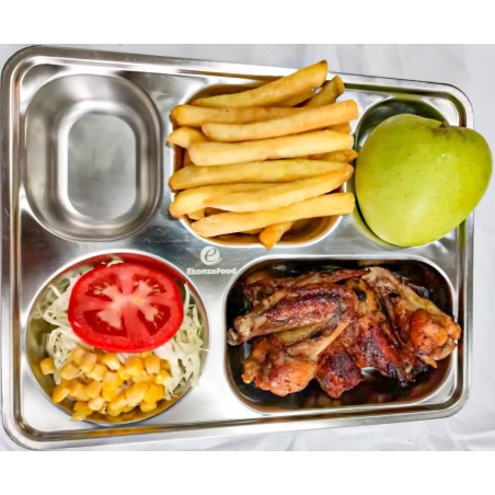 Chicken wings - fries - salad